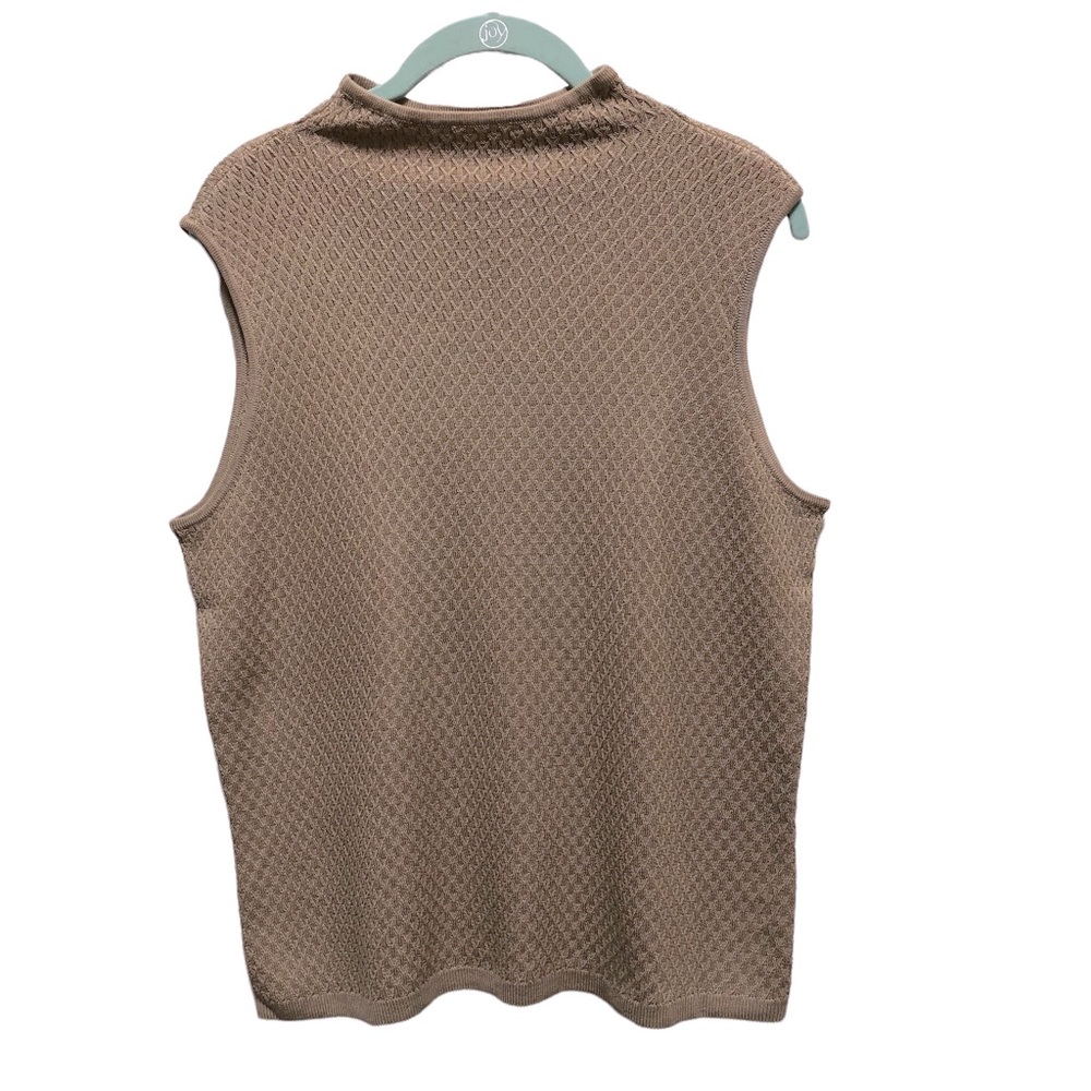 Talbots mock turtleneck neutral sleeveless silk top, Large Petite